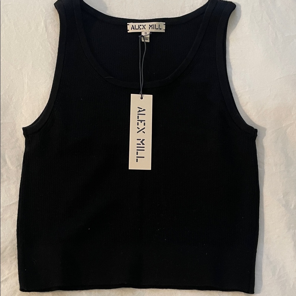 Brand New Alex Mill 100% wool cropped Classic Black Tank Top
